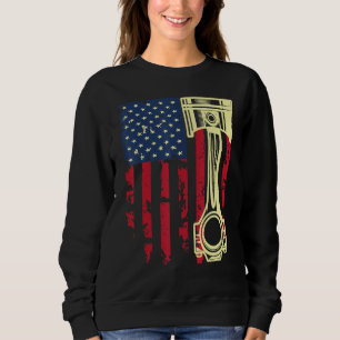 Bilreparatör Bilmekaniker Verktyg Kolv USA Flagga T Shirt