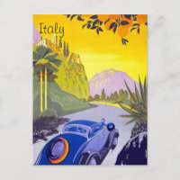 Bilresa genom Italien, vintage vykort