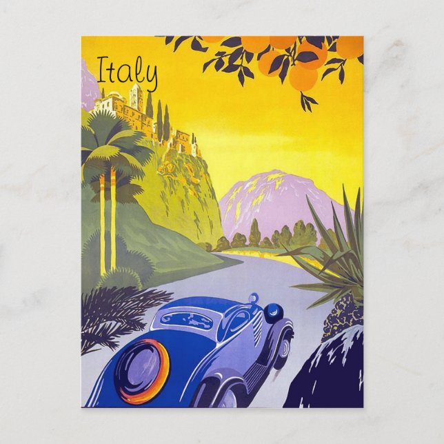Bilresa genom Italien, vintage vykort (Framsida)
