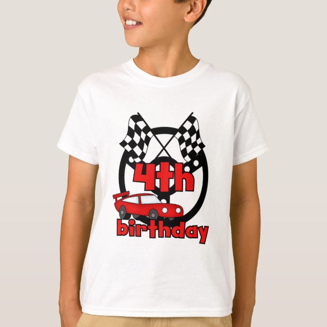 Bilskjortor och 4e födelsedagen-skjortor vid Tävla Tee Shirt (Framsida)