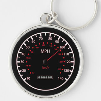 BilSpeedometer Keychain Rund Silverfärgad Nyckelring