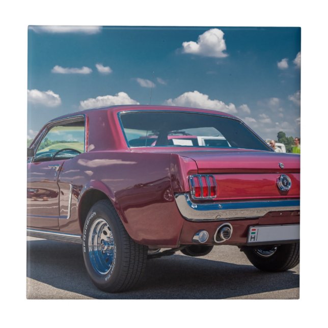 Bilsporter Mustang Red Muscle Motor Gears Metall Kakelplatta (Framsidan)