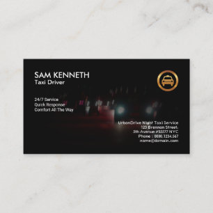 Bilstrålkastare Bokeh Night Skift Taxi Service Visitkort