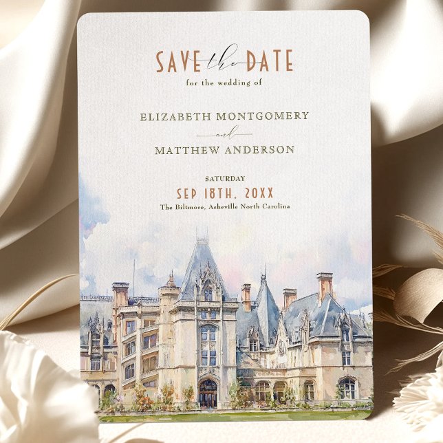 Biltmore Asheville NC Travel Spara-the-date Inbjudningar (Skapare uppladdad)