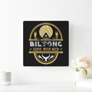 Biltong och öl fyrkantig klocka