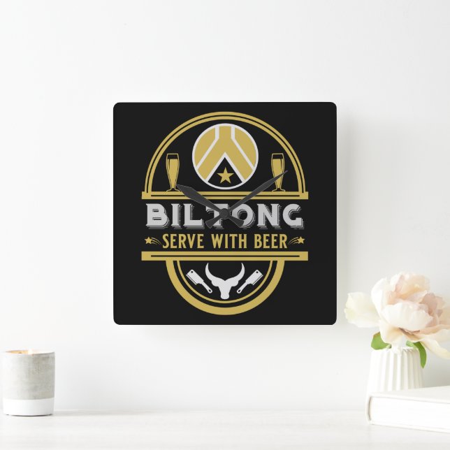 Biltong och öl fyrkantig klocka (Hem)