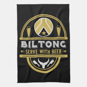 Biltong och öl kökshandduk