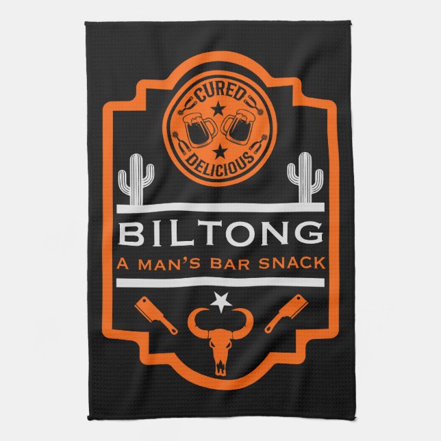 Biltong och öl kökshandduk (Vertikal)