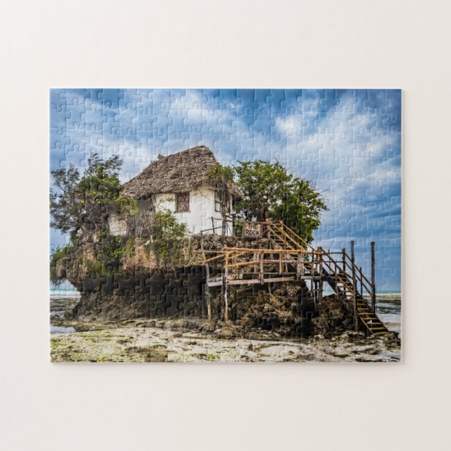Bilturesque-hus på en tropisk korallextraktion pussel (Horisontell)
