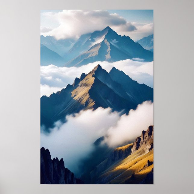 Bilturesque liggande berg Natature Tranquil Poster (Framsidan)