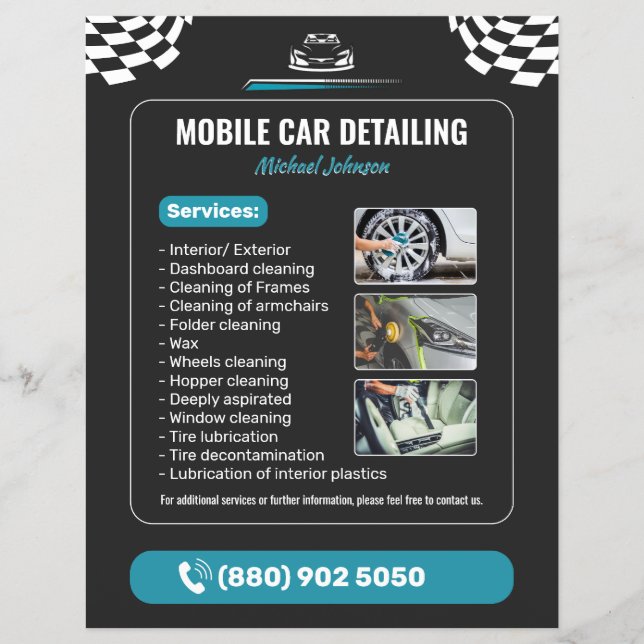 Biltvätt Auto Detailing Reklamblad (Framsidan)