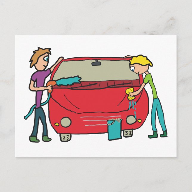 BilTvättande Vykort (Framsida)