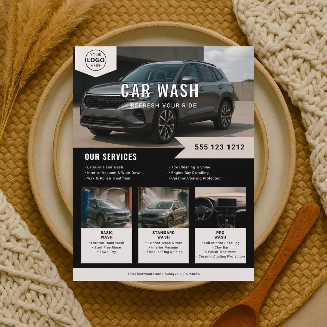 Biluthyrning Tvättar uthyrning Reklamblad (Skapare uppladdad)