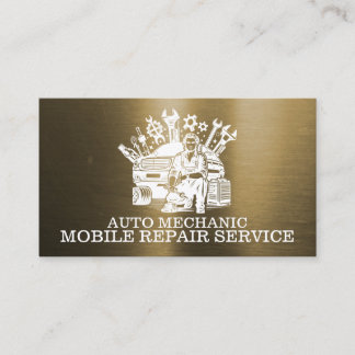 Bilvårdshantverkare Bilreparation Metall Guld Visitkort