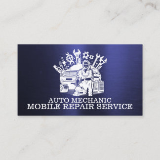 Bilvårdsmekaniker Automotive Reparation Metall Grö Visitkort