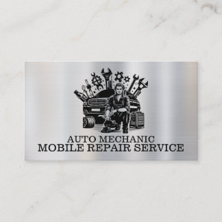 Bilvårdsmekaniker Automotive Reparation Metall Kon Visitkort