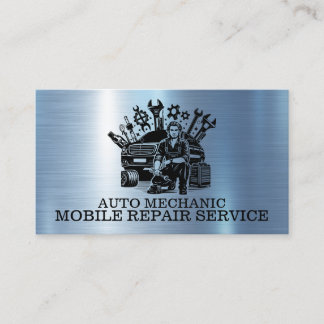 Bilvårdsmekaniker Automotive Reparation Metall Kon Visitkort