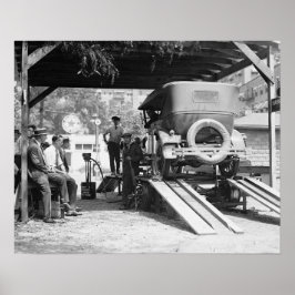 Bilvårdstation, 1924. Gammalt foto Poster