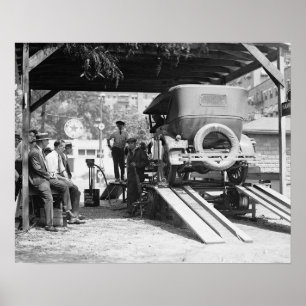 Bilvårdstation, 1924. Gammalt foto Poster