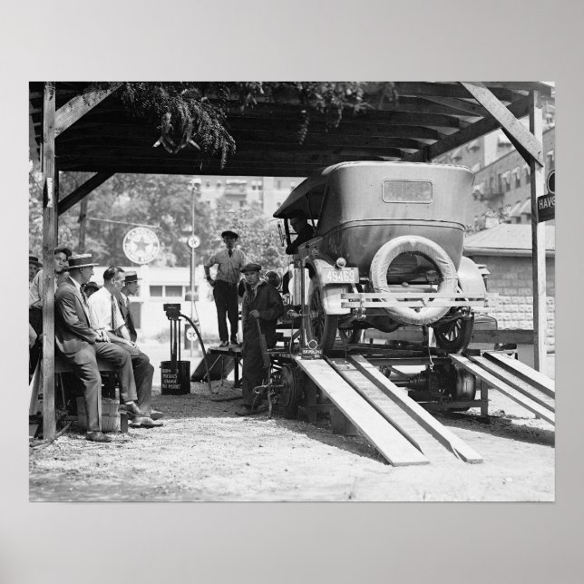 Bilvårdstation, 1924. Gammalt foto Poster (Framsidan)