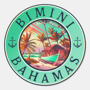 Bimini Bahamas ankare Fiskeredskapsbåt på Vintagen Runt Klistermärke