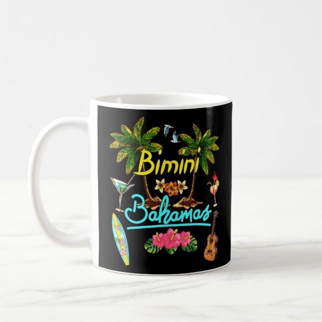 Bimini Bahamas Beach Summer Handflatan Surfa Sol S Kaffemugg (Vänster)