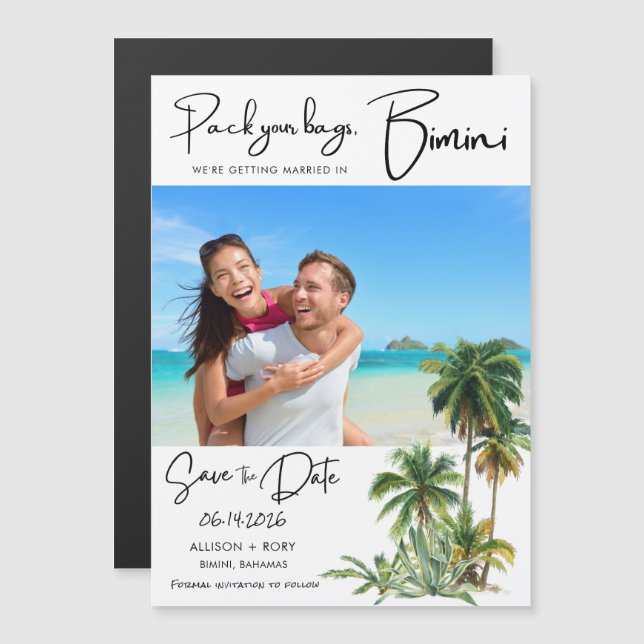 Bimini Bahamas Destination Wedding Spara datumet (Fram/baksida)