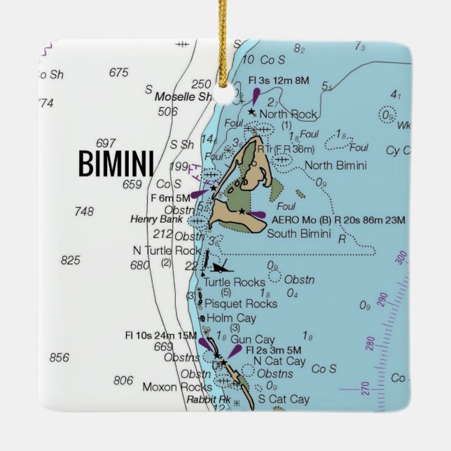 Bimini Bahamas-diagram Julgransprydnad Keramik (Baksida)