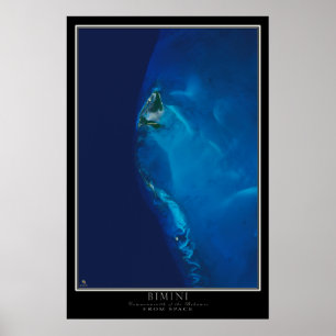 Bimini Bahamas från Space Satellite Karta Poster