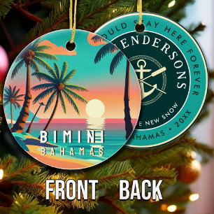 Bimini Bahamas Retro Sunset Travel Souvenir 1950-t Julgransprydnad Keramik
