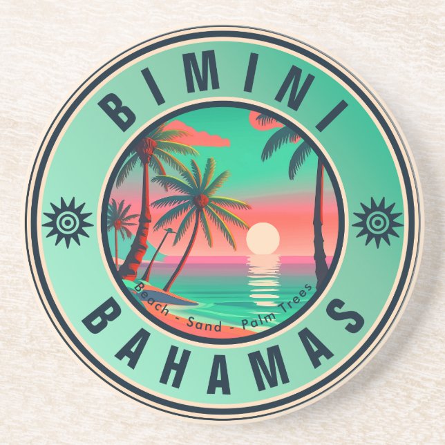 Bimini Bahamas Retro Sunset Travel Souvenir 1950-t Underlägg (Framsidan)