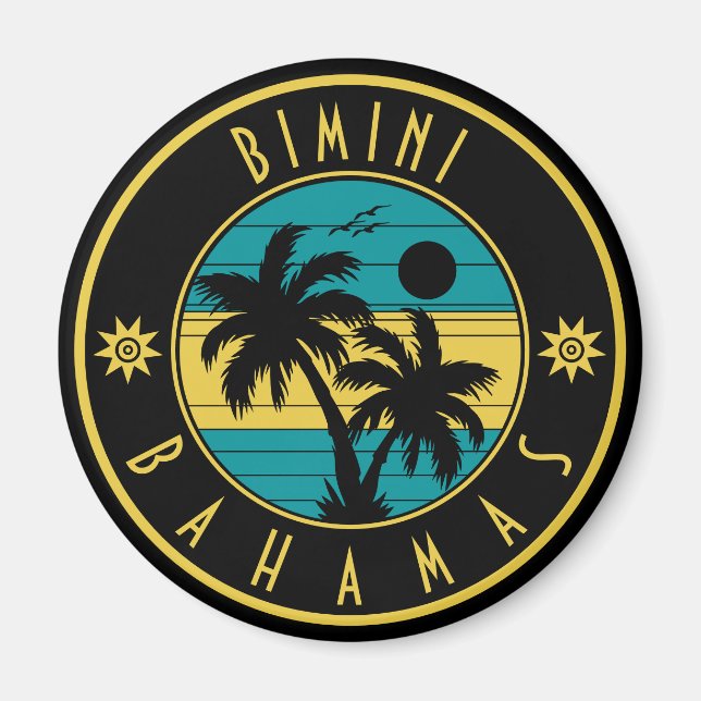 Bimini Island Bahamas Retro Handflatan Träd Souven Magnet (Framsidan)
