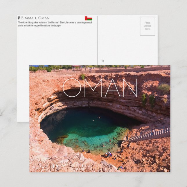 Bimmah Sinkhole, Oman Resebrevkort Vykort (Fram/baksida)