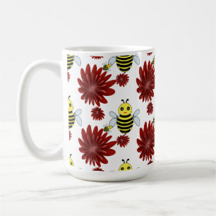 Bimotivet blommönster kaffemugg