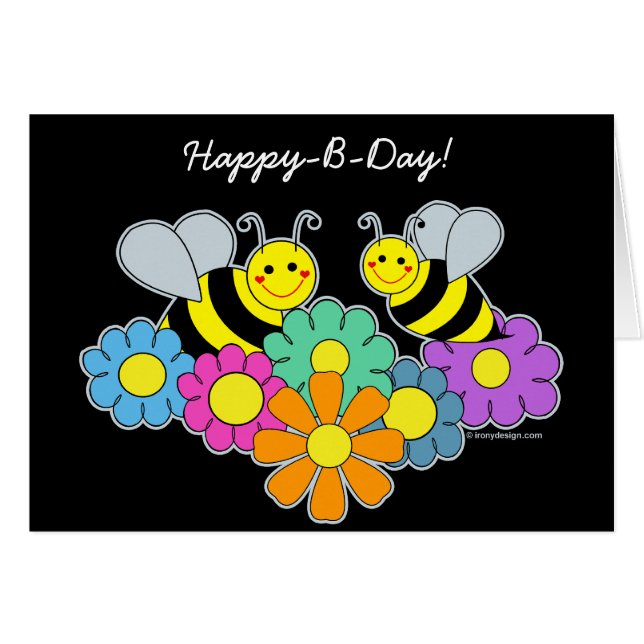 Bin & blommor hälsningskort (Framsidan Horizontal)