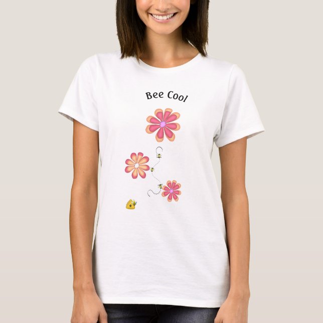 Bin Coola Bumblebees med 3D Flowers T Shirt (Framsida)
