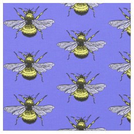 Bin guld på blå bakgrund. Cute mönster Tyg