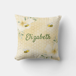 Bin gult honeycomb blommigt namn kudde