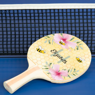 Bin Gult honeycomb blommigt rosa blommor namn Pingisracket