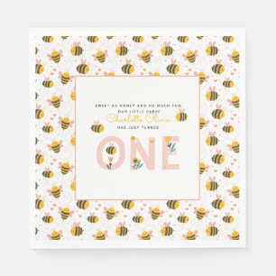 Bin Gult & Rosa Blommigt ONE Baby 1st Birthday Pappersservett