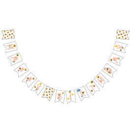 Bin Gult & Rosa Blommigt ONE Baby 1st Birthday Vimplar