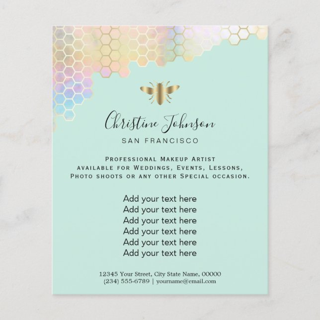 bin honeykaka på mintgrön bakgrund flygblad (Framsidan)