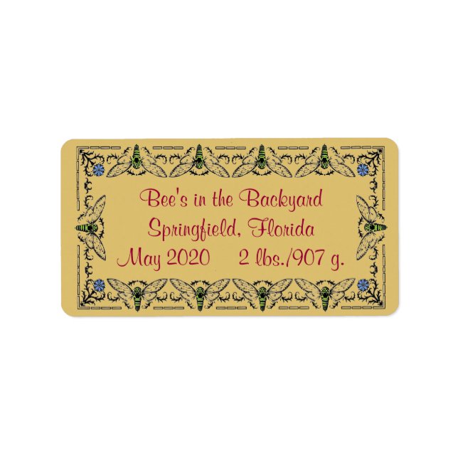Bin i Backyard Honung Burk Adressetikett (Framsidan)