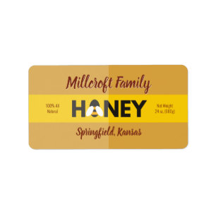 Bin i honung Mörk Amber honey Burk Adressetikett
