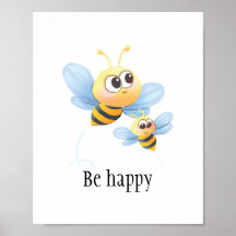 Bin i lycklig poster för baby eller barn