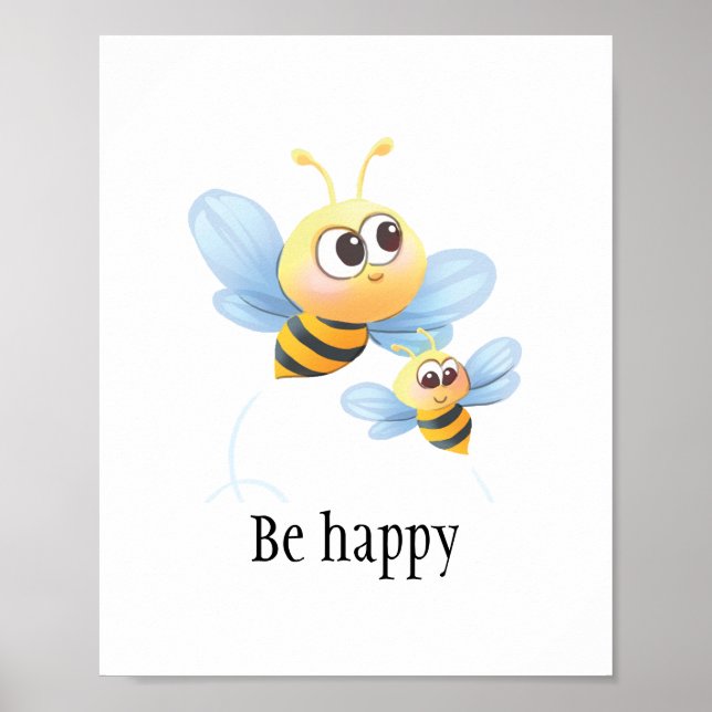 Bin i lycklig poster för baby eller barn (Framsidan)