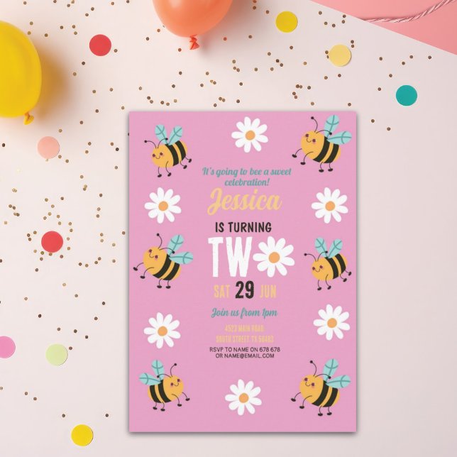 Bin inbjudan till Party Rosa Daisy 2 (Skapare uppladdad)