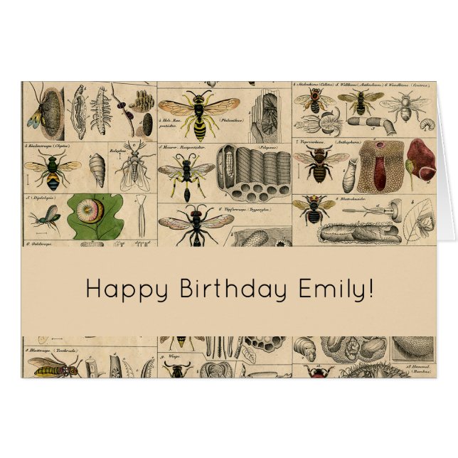 Bin Insekt Kryp Wasp Natural Natature Bees Paintin Hälsningskort (Framsidan Horizontal)