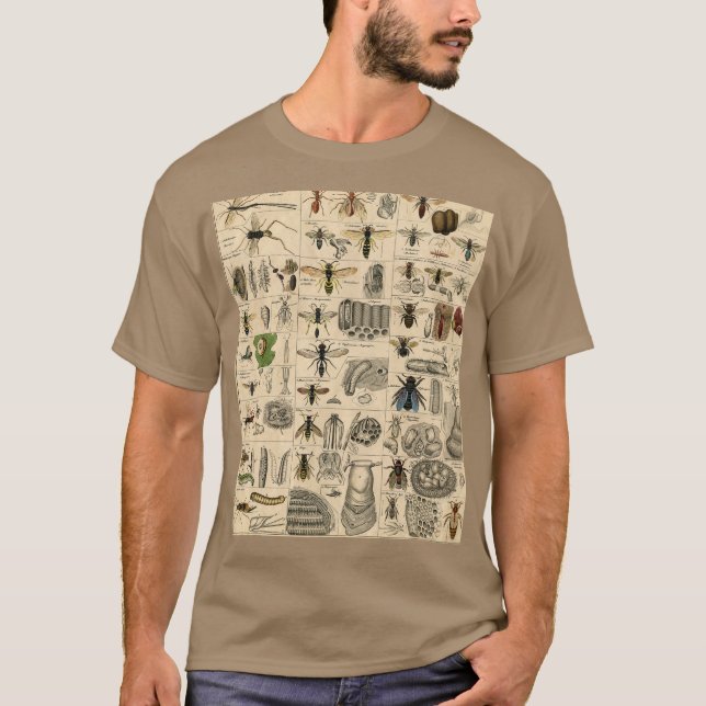 Bin Insekt Kryp Wasp Natural Natature Bees Paintin T Shirt (Framsida)