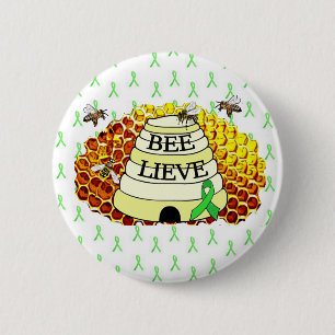 Bin- Lieve Lyme Disease Awareness Button honey bee Knapp